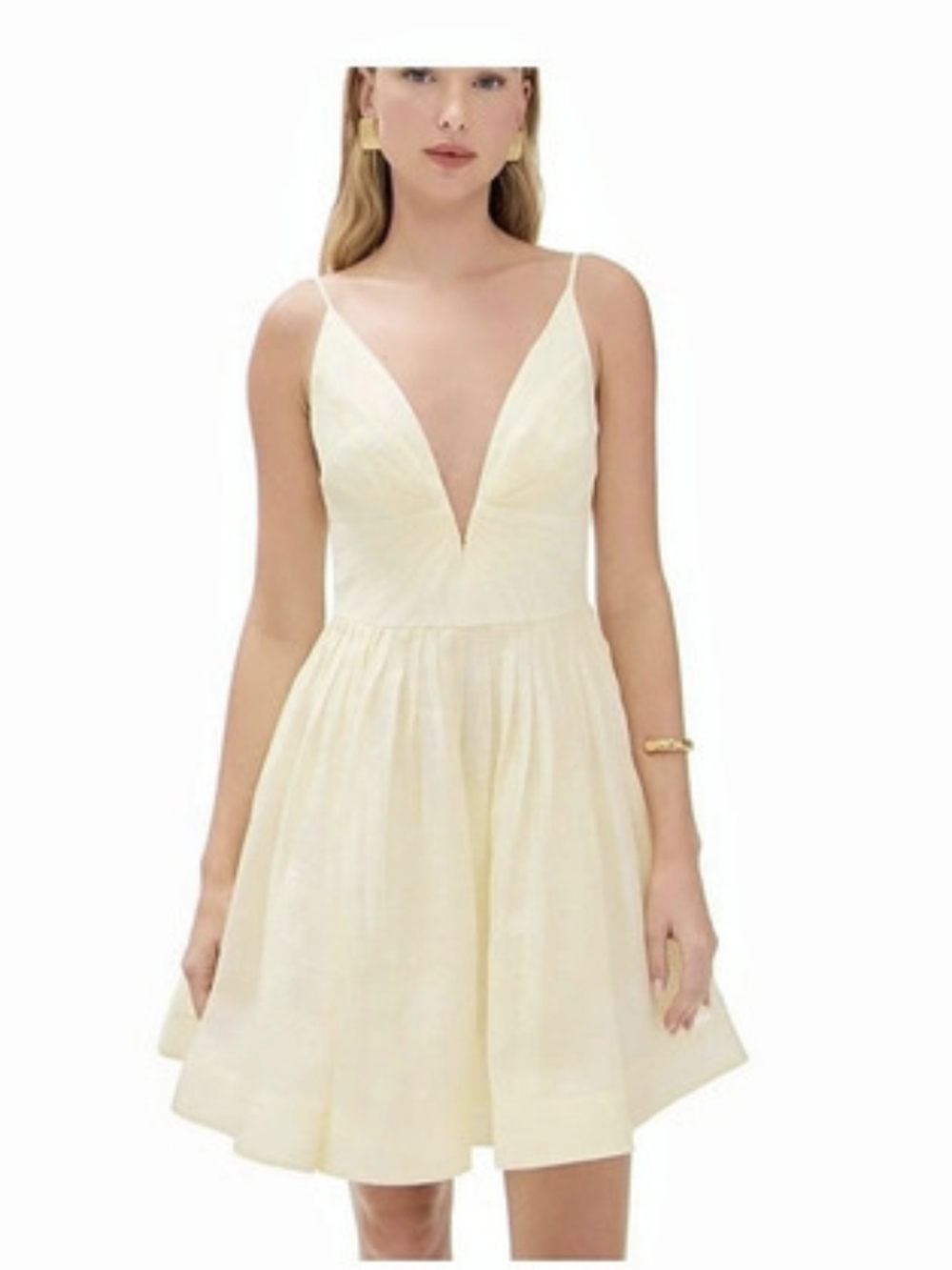 Zimmermann Balance Plunge Mini Dress Yellow Size 1